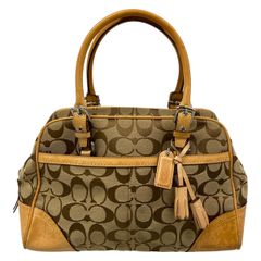 COACH シグネチャー キャンバス レザー ハンドバッグ ミニボストン