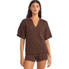 リズム レディース トップス Tシャツ ニット Rhythm Islander Collared Knit Shirt Womens Chocolate チョコレートのサムネイル