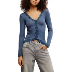 フリーピープル レディース トップス Tシャツ Free People Big Love Cardi Womens Ocean Heather ヘザーのサムネイル