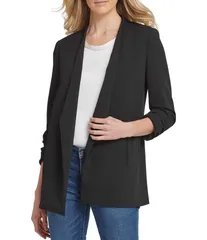 ダナキャラン レディース アウター コート クレープ ギャザー スキューバ ジャケット DKNY by Donna Karan Scuba Crepe Ruched 34 Ruched Sleeveのサムネイル