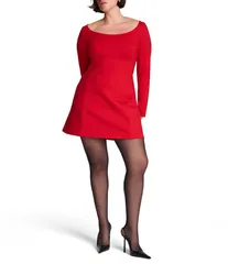 スパンク レディース トップス ワンピース ミニ Spanx Long Sleeve Ponte Mini Dresspanx Red レッドのサムネイル