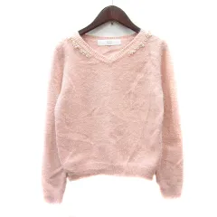 トッコ TOCCO ニット セーター Vネック 長袖 パールビーズ M ピンク /MNのサムネイル