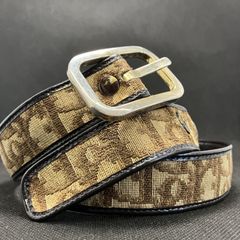極美品 OLD DIOR ディオール トロッター柄 キャンバス レザーベルト
