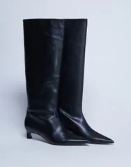 トップショップ レディース シューズ ブーツ・レインブーツ レザー Topshop Sophie Premium leather pointed toe knee high boots Black ブのサムネイル
