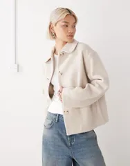 モンキ レディース アウター コート Monki coat in light Light beige ベージュのサムネイル