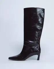トップショップ レディース シューズ ブーツ・レインブーツ Topshop Tanya pointed toe knee high boots in dark chocolate Chocolateのサムネイル