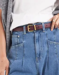 エイソス レディース アクセサリー ベルト ASOS DESIGN waist and hip belt with square buckle Burgundy バーガンディのサムネイル