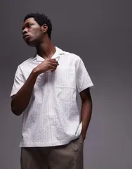 トップマン メンズ トップス シャツ Topman textured striped shirt WHITE ホワイトのサムネイル