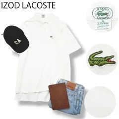 80s 90s ヴィンテージ USA製 アイゾッド ラコステ IZOD LACOSTE 半袖 鹿の子 ポロシャツ サイドスリット ワニロゴ ワッペン 1／2 PATRON M ホワイト メンズ