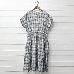 ネストローブ チェック ワンピース ホワイト ネイビー nest robe｜24i1612