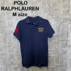 【Y-775】POLO RALPH LAUREN ポロラルフローレン CUSTOM FIT ビッグポニー 半袖ポロシャツ M ネイビー 刺繍ロゴ 鹿の子 古着