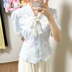 TRALALA平成姫ギャル ドット リボン 半袖パーカー 2kロリータ