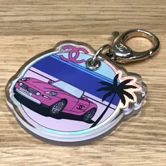 新品同様 シャネル バッグチャーム キーホルダー ココマーク オープンカー パームツリー ABC798 D24C 15462