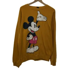 【中古】　Disney　スウェット　長袖　トレーナー　トップス　クルーネック　裏起毛　プリント　キャラクター　ミッキー　古着　/7064
