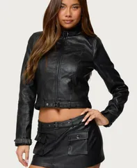 アディクテッド レディース アウター ジャケット・ブルゾン レザー フェイクレザー Edikted Womens Zaira Buckle Faux Leather Jacket Black ブラック