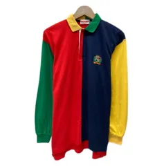 【中古】　MIKI HOUSE MEN'S　ポロシャツ　長袖　トップス　ハーフボタン　クレイジーパターン　ワンポイント　ブランドロゴ　刺しゅう　日本製　古着　/1953のサムネイル
