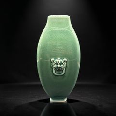 小原流 花器 【美品 】 赤釉（辰砂）耳付き・皹寧窯礎瓶 - メルカリ