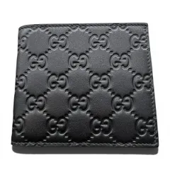 GUCCI 未使用 グッチ GGエンブレム コインウォレット 二つ折り財布 850177 レザー ブラック コンパクトウォレット 型押し グッチシマ 箱・袋付属 ギフト プレゼント 美品 Sランク 中古 鑑定済 グッチ財布【定価91,300円】