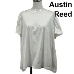 □ オースチンリード Austin Reed カットソー Tシャツ 半袖 ラウンドネック プリーツ シアー 白 綿 40 M～L 9～11号 レディース S6E260のサムネイル