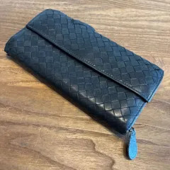 BOTTEGA VENETA イントレチャート 長財布 ブラック レザー ウォレット　　　F025