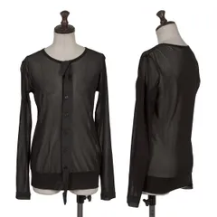 ヨウジヤマモト ファムYohji Yamamoto FEMME フリルフロント切替メッシュカーディガン 黒2のサムネイル
