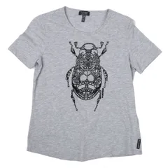 アルマーニジーンズARMANI JEANS 昆虫フロッキープリントTシャツ グレー40のサムネイル