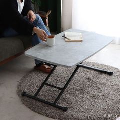 昇降式ダイニングテーブル ストーングレー 120×80cm※都内手渡し - メルカリ