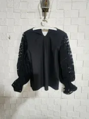 ZARA ブラック シースルー 袖 ブラウス