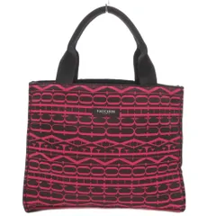 フォション FAUCHON トートバッグ ハンドバッグ ピンク 黒 ブラック 総柄 ロゴパッチ /ML ■ECG003