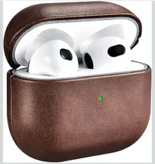 ★ケース for AirPods 3（2021年10月発売） EUKUS for AirPods 第3世代 ケース 革 用 保護 カバー エアーポッズ3 用 分離式 全面保護 落下防止 耐衝撃 指紋防止 紛失防止 装着充電可能 充電便利 （ブラウン）