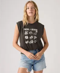 リーバイス レディース トップス タンクトップ クルーネック Levis Womens Boxy Crew Neck Tank Top Fresh In Sのサムネイル