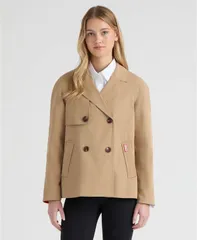 ハンター レディース アウター ジャケット・ブルゾン Hunter Womens Double Breasted Shortrench Jacket British Tan タンのサムネイル
