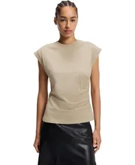 ヒューゴボス レディース トップス Tシャツ コットン Hugo Boss by Womens MercerizedCotton SlimFitShirt Open Beige ベージュのサムネイル
