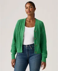 リーバイス レディース アウター ニット・セーター カーディガン Levis Womensnowflake Long Sleeve Cardigan Sweater Pine Green グリーンのサムネイル