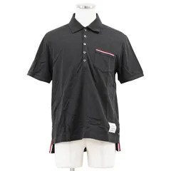 【未使用】THOM BROWNE トムブラウン 半袖シャツ サイズ 3 メンズ ポロシャツ トリコロールライン コットン100％ トップス タグ ボタン付属 ダークグレー 灰色 日本製のサムネイル