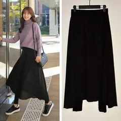 チュールスカート レギンス付き 即購入OK レディース 春 夏 スカートパンツ 一体型 重ね着風 9分丈 ロングスカート マキシ丈 体型カバー チュール 透け感 ウエストゴム おしゃれ きれいめ カジュアル 動きやすい#tsmin