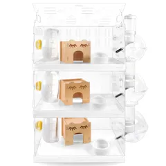 RoBeKaU 中大型ハムスターケージ ケージ hamster cage 透明度高 掃除しやすい 持ち運び 通気穴いっぱい 御洒落 多頭飼育用 ハムスター クリア イージーホーム デグー アクリル アクセサリ (透明B)のサムネイル