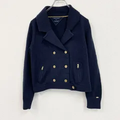 TOMMY HILFIGER　トミーヒルフィガー　ダブルニットジャケット　カシミヤ　紺　ネイビー　Lサイズ　古着のサムネイル