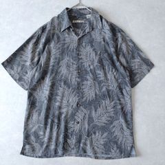 90s ジェフリービーン リーフ柄 シルクレーヨン半袖シャツ L 開襟