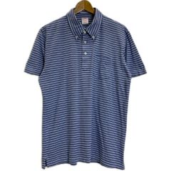 90s Eddie Bauer ポロシャツ デニム襟 ボーダー L ブルー 半袖 - メルカリ