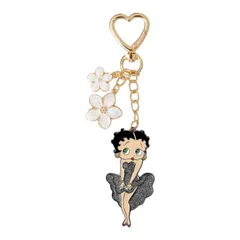 Betty Boop　ベティちゃん　キーホルダー　花　フラワー　ハート　ベティブープ　キーチャーム　バッグチャーム　バッグアクセサリー　スクバキーホルダー　可愛い　アメコミ　キャラクター　レトロ　ギフト　プレゼント　海外製品　雑貨のサムネイル