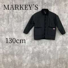MARKEY'S マーキーズ キッズ 130cm キルティング ジャケット ブルゾン ジャンパー アウター 黒 ブラック 中綿 子供服 男の子 女の子 ユニオンジャック ワッペン付 BIG FIELD カジュアル 冬物 防寒 おしゃれ かわいい 古着のサムネイル