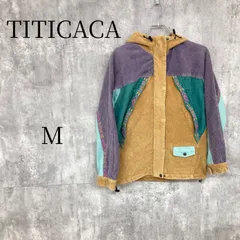 チチカカ TITICACA コーデュロイ 切替 マウンテンパーカー M マルチカラー パープル ベージュ エスニック ネイティブ柄 フード付 レディース 秋冬のサムネイル