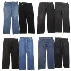 古着卸 まとめ売り ブランド デニムパンツ 8枚セット ( メンズ 38 ) ラングラー ラスラー LEE ブラック インディゴブルー 中古 古着 NE8258