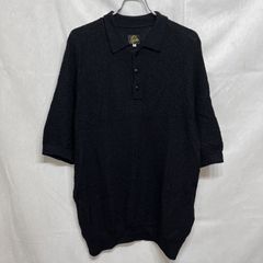 美品】DELUXE コットンレーヨン 半袖 ポロシャツ ブラック L メンズ 