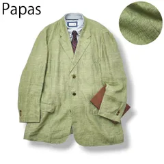  【上質麻100％】パパス PAPAS  3B テーラードジャケット ブレザーのサムネイル