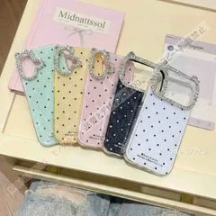 iPhone17 ケース iPhone17Pro   ケース iPhone16 15 14 ケース iPhoneケース 猫耳 韓国 ビジュー かわいい おしゃれ キラキラ 猫 リボン 大人可愛い ドット スマホケー  CSJK519P181