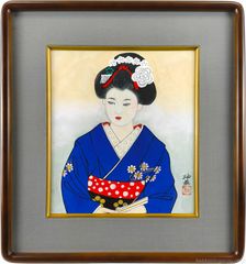 磯田又一郎、【風車さす舞妓】、希少な大判額装用画集より、美品、日本