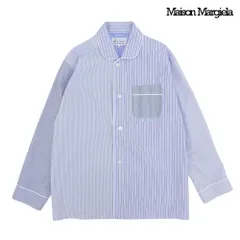 超美品 メゾンマルジェラ Maison Margiela 2024年 S50DT0044 カラーブロック ストライプ コットン パジャマ シャツ 48 ブルー 定価191400円 未使用に近い 超美品 メゾンマルジェラ Maison Margiela 2024年 S50DT0044 カラー