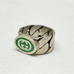 GUCCI オーバル インターロッキングG エナメル リング 緑 - メルカリ